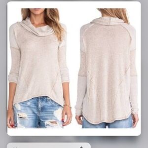 We The Free Beige Cowl Neck Sweater